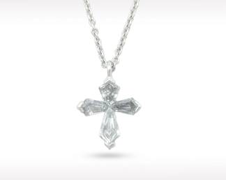 Graff Shield Shape Cross Diamond 18K White Gold Pendant Necklace