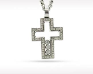 Chopard Happy Cross Diamond 18K White Gold Pendant Necklace