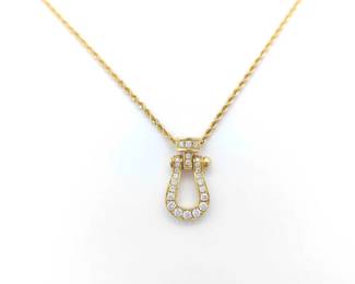 Fred Force Medium Full Diamond 18K Rose Gold Pendant Necklace