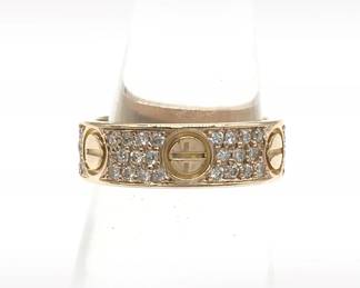 Cartier Love Diamond Pave 18K Rose Gold Band Ring