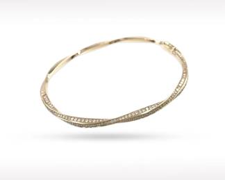 Graff Spiral Pave Diamond 18K Yellow Gold Bangle Bracelet