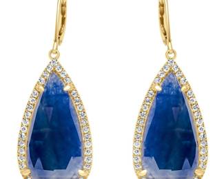 Elegant Blue Sapphire & Diamond Halo Earrings