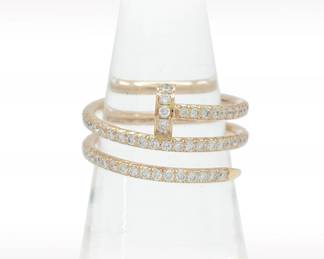 Cartier Juste Un Clou Nail Diamond 18K Rose Gold Ring