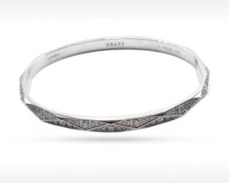 Graff Signature Diamond 18K White Gold Bangle Bracelet