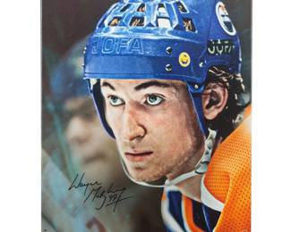 Wayne Gretzky Autographed Edmonton Oilers "Up Close & Personal" 20X24 Canvas UDA