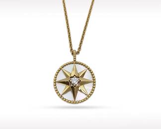 Dior Rose des Vents Large Model Mother of Pearl Diamond 18K Yellow Gold Long Necklace