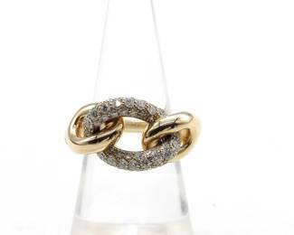 Pomellato Diamond Link Size 52 18K Yellow Gold Ring