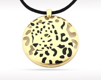 Cartier Panther Black Spotted Leopard 18K Gold & Black Rope Pendant Necklace