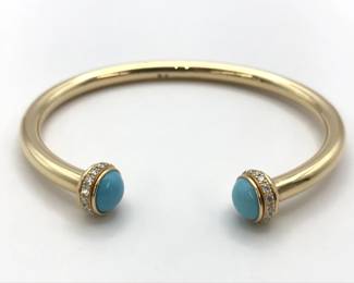Piaget Possession Turquoise Diamond 18K Rose Gold Bangle Bracelet