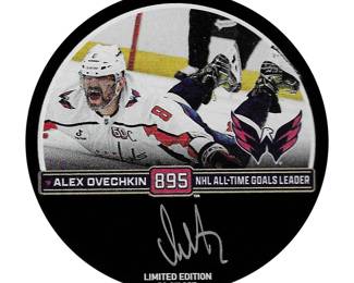 Alex Ovechkin Autographed Limited Edition 895th Goal Puck