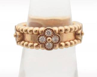 Van Cleef & Arpels Perlee Diamond Sweet Clovers 18K Rose Gold Ring