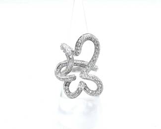 Diamond Openwork Butterfly 18K White Gold Ring