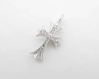 Chrome Hearts Tiny Cross Diamond White Gold Pendant