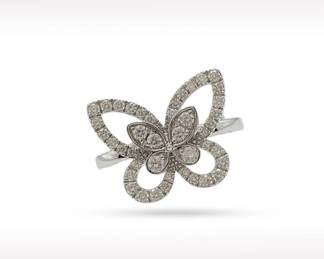 Graff Butterfly Silhouette Diamond 18K White Gold Ring
