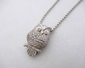 Chopard Owl Motif Diamond 18K White Gold Pendant Necklace