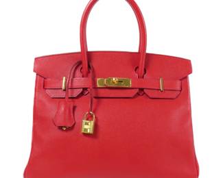 Hermes Epsom Birkin 30 Red Calfskin Handbag