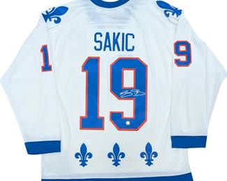 Joe Sakic Autographed 1994 95 Quebec Nordiques Mitchell & Ness Replica Jersey