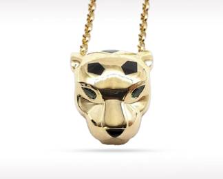 Cartier Panthere Head 18K Yellow Gold Pendant Necklace
