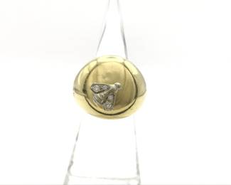 Bee Motif Diamond 18K Yellow Gold Dome Statement Ring