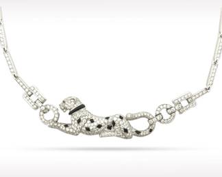 Cartier Panthere Diamond Pave 18K White Gold Pendant Necklace