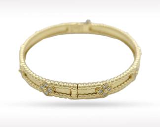 Van Cleef & Arpels Perlee Diamond Sweet Clovers 18K Yellow Gold Bangle Bracelet