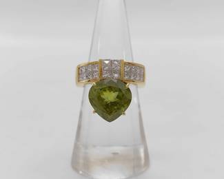 Jewel Studio Sphene Diamond Heart 18K Yellow Gold Ring