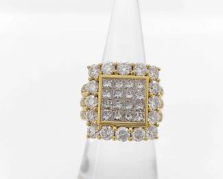 Jewel Studio Diamond Cluster Square 18K Yellow Gold Ring