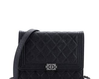 Chanel Boy Square Wallet on Chain Quilted Caviar