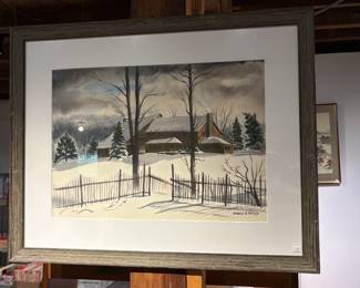Signed Merrill A. Bailey Framed Original Watercolor