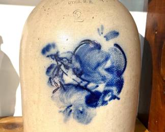 Whites of Utica Stoneware Jug w/ Cobalt Blue Paint