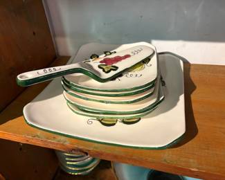 Hand Painted Cake Platter Set