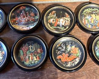 Lot of 8 Russian Framed Plates