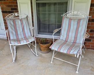 Wrought Iron Rocker & Spring Chair