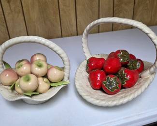 Ceramic fruit filled baskets