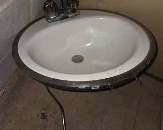 Vintage cast iron enamel sink
