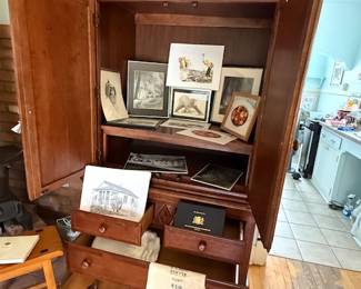 Armoire/TV cabinet with drawers, drawings