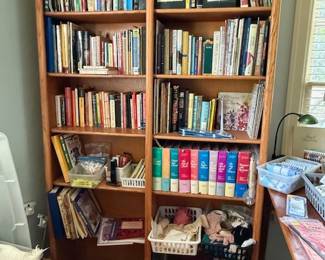 lots of books, oak book case