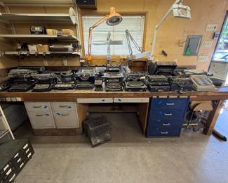 Only some of the collection of vintage typewriters.