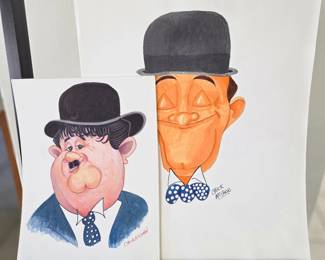 Original Laurel & Hardy Watercolors by Chuck McCann