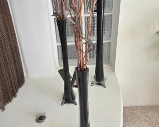3 Graduated Black Glass Tulip Vases