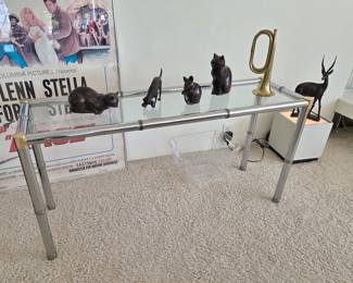 Chrome and Glass "Bamboo" Sofa Table
