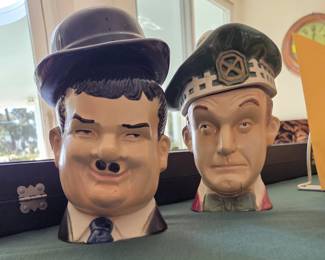 Laurel & Hardy 1976 Ezra Brooks Whiskey Decanters