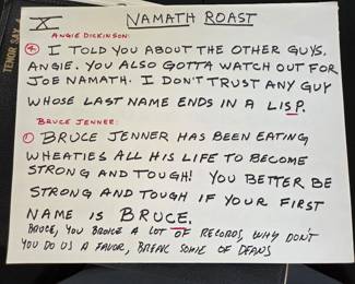 Stack of Cue Cards from Various Celebrity Roasts!