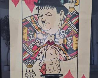 Original Vintage Painting of Laurel & Hardy Playing Card