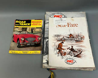 Lot 38: Vtg Restaurant Menus, 1950s Road & Track Magazines 