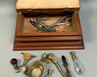 Lot 39: Vintage Writing Box with Misc Hardware 