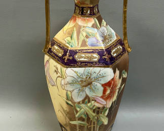 Lot 7: Vintage Nippon Morimura Double Handle Moriage  Vase 