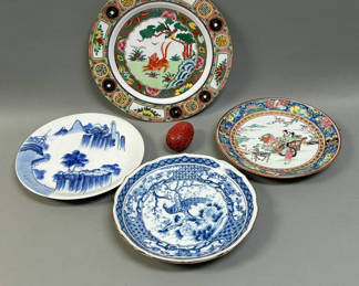 Lot 41: Asian Cinnabar Egg and Misc Plates 