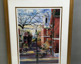 Lot 35: Thomas Rebeck Boston Cityscape Lithograph Signed and Numbered 