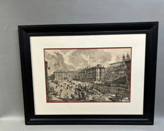 Lot 1: View of Piazza di Spagna Engraving Italy Vintage 